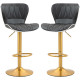 Counter Height Bar Stools Set of 2, Adjustable Height Bar Chairs with Swivel Seat, PU Leather Upholstery
