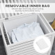 Laundry Basket, Laundry Hamper with Removable Liner Bag, 55L, White