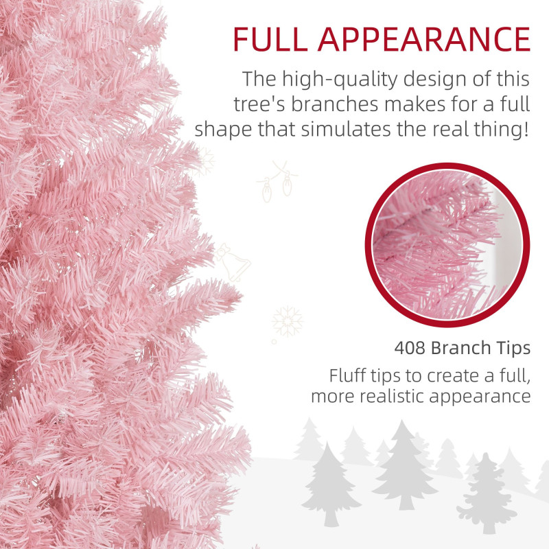 5FT Pencil Christmas Tree, Artificial Christmas Tree with Automatic Open for Home Party, Pink