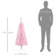 4 ft Flocked Pencil Christmas Tree, Artificial Christmas Tree with Realistic Branches, Auto Open and Steel Base, Pink