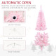 4 ft Flocked Pencil Christmas Tree, Artificial Christmas Tree with Realistic Branches, Auto Open and Steel Base, Pink