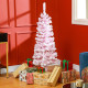 4 ft Flocked Pencil Christmas Tree, Artificial Christmas Tree with Realistic Branches, Auto Open and Steel Base, Pink