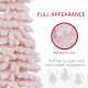 7ft Snow-Flocked Artificial Christmas Tree, Slim Pencil Xmas Tree with 490 Realistic Branches, Metal Base, Pink