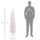 5ft Snow-Flocked Artificial Christmas Tree, Slim Pencil Xmas Tree with 301 Realistic Branches, Metal Base, Pink