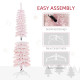 5ft Snow-Flocked Artificial Christmas Tree, Slim Pencil Xmas Tree with 301 Realistic Branches, Metal Base, Pink