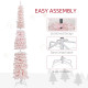 6ft Snow-Flocked Artificial Christmas Tree, Slim Pencil Xmas Tree with 395 Realistic Branches, Metal Base, Pink