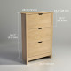 Shoe Storage Cabinet with 3 Flip Drawers and Adjustable Shelves for 18 Pairs of Shoes, Natural Wood