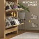 Shoe Storage Cabinet with 3 Flip Drawers and Adjustable Shelves for 18 Pairs of Shoes, Natural Wood