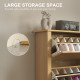 Shoe Storage Cabinet with 3 Flip Drawers and Adjustable Shelves for 18 Pairs of Shoes, Natural Wood