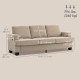3 Seater Sofa with USB Ports & Cup Holders, Chenille-Feel Upholstered Couch for Living Room, Light Brown