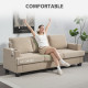 3 Seater Sofa with USB Ports & Cup Holders, Chenille-Feel Upholstered Couch for Living Room, Light Brown
