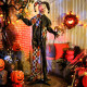Life Size Halloween Animated Clown with Red Light Up Eyes, Sound Activated Scary Halloween Decorations, Battery Operated