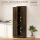 67" Farmhouse Kitchen Pantry Storage Cabinet with Barn Door, Kitchen Pantry Cabinet with Adjustable Shelves, Brown