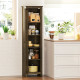 67" Farmhouse Kitchen Pantry Storage Cabinet with Barn Door, Kitchen Pantry Cabinet with Adjustable Shelves, Brown