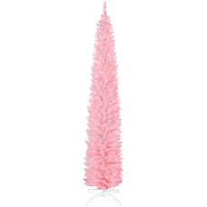 9ft Christmas Tree with Colourful DIY Synchronized LEDs, Hinged Pencil Xmas Tree with Remote, Daily Timer, White