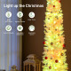 9ft Christmas Tree with Colourful DIY Synchronized LEDs, Hinged Pencil Xmas Tree with Remote, Daily Timer, White