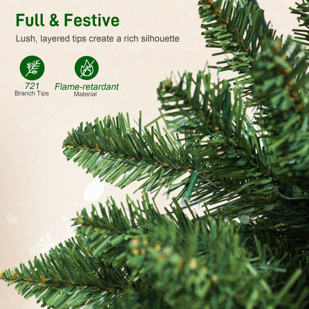 9ft Christmas Tree with Colourful DIY Synchronized LEDs, Hinged Pencil Xmas Tree with Remote, Daily Timer, Green