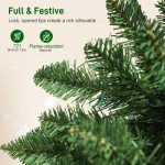 9ft Christmas Tree with Colourful DIY Synchronized LEDs, Hinged Pencil Xmas Tree with Remote, Daily Timer, Green