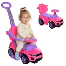 2-in-1 Kids Ride-On Push Car Sliding Car, Ride-On Toy for Boys and Girls Toddlers 1–3 Years Old, with Horn, Music, Light Function, and Secure Bar, Pink