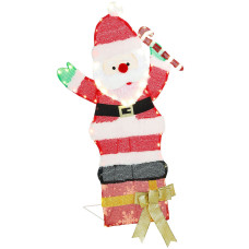 3ft Lighted Santa Claus, Light Up Christmas Decor with 97 LEDs, Stakes and Zip Ties, IP44 Waterproof for Indoor Outdoor