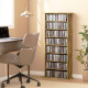 8-Tier DVD Shelf with 6 Adjustable Shelves, Slim CD Shelf, Holds 360 CDs, 185 DVDs or 185 Blu-rays, Rustic Brown