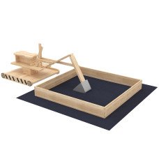 Qaba Wooden Sandbox with Digger, Kids Sandbox with 360° Rotating Seat & Bottom Liner, 72