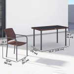 5 Pieces Outdoor Dining Set for 4, PE Wicker Rattan Patio Furniture Set with Stackable Chairs and Glass Table Top