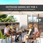 5 Pieces Outdoor Dining Set for 4, PE Wicker Rattan Patio Furniture Set with Stackable Chairs and Glass Table Top