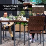 5 Pieces Outdoor Dining Set for 4, PE Wicker Rattan Patio Furniture Set with Stackable Chairs and Glass Table Top