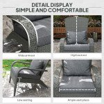 Wicker Adirondack Chair, PE Rattan Outdoor Fire Pit Chair Muskoka Chair with Cushions, Heather Grey