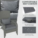 Wicker Adirondack Chair, PE Rattan Outdoor Fire Pit Chair Muskoka Chair with Cushions, Heather Grey