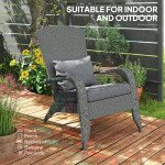Wicker Adirondack Chair, PE Rattan Outdoor Fire Pit Chair Muskoka Chair with Cushions, Heather Grey