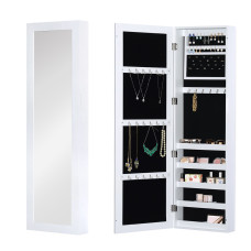 Mirror Jewellery Cabinet Armoire with Full Length Mirror, Wall Mounted Jewellery Organizer, White