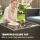 3 Pieces Patio Furniture Set with Cushions, Outdoor PE Rattan Wicker Conversation Corner Sofa Set with Glass Top Table