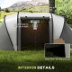 Camping Tent with 2 Bedrooms and Living Area, 3000mm Waterproof Family Tent, for Fishing Hiking Festival, Grey