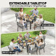 7 Pieces Outdoor Dining Set, Aluminum Patio Table and Chairs Set for 6 with Extendable Tabletop and Stackable Chairs