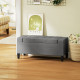 Storage Ottoman Bench Linen-Touch Fabric Tufted Chest Footstool with Flipping Top, Grey