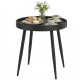 19.5" Round Patio Table, Small Outdoor Patio Coffee Side End Table with Plastic Tray-Style Top, Metal Legs, Black
