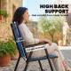 Folding Patio Chairs Set of 2, High Back Outdoor Dining Chairs with Breathable Mesh Seat for Lawn, Deck, Blue