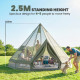 Teepee Tent Waterproof Camping Tent with Stove Jack for 4-6 Person Outdoor Camping Hiking Army Green