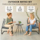 Outdoor Bistro Set, 3 Piece Patio Furniture Set with 2 C Spring Chairs and Round Table for Balcony, Light Grey
