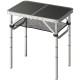 2ft Folding Camping Table, Picnic Table with Mesh Storage Layer, 4 Adjustable Heights and Carrying Handle, Black
