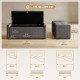 Storage Ottoman Bench, Linen-Look Fabric Upholstered Ottoman with Storage, Wide Padded Seat, Dark Grey