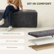 Storage Ottoman Bench, Linen-Look Fabric Upholstered Ottoman with Storage, Wide Padded Seat, Dark Grey