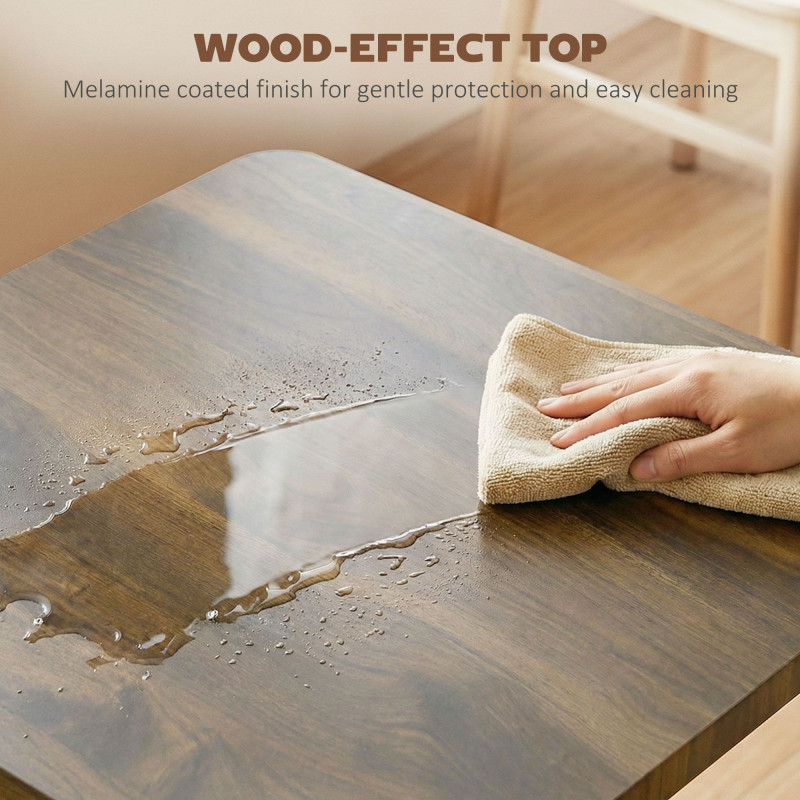 28" Square Dining Table, Modern Dining Room Table with Steel Base, Space Saving Small Kitchen Table, Walnut Wood Grain