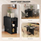 Folding Dining Table with Storage, Drop Leaf Kitchen Table with Drawer and Shelves for Small Spaces, Black