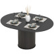 Extendable Kitchen Table for 6-8, 43.5"-59" Farmhouse Dining Table with Pedestal Base Black Wood Grain
