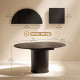 Extendable Kitchen Table for 6-8, 43.5"-59" Farmhouse Dining Table with Pedestal Base Black Wood Grain