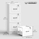 3 Drawer File Cabinet with Lock, Vertical Filing Cabinet with Adjustable Hanging Bars for A4 and Letter Size, White