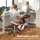 Saddle Stool, PU Leather Adjustable Rolling Salon Chair, Pink